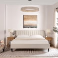 thumbnail image 1 of Aspen Vertical Tufted Headboard Platform Bed Set King Light Beige Linen, 1 of 16