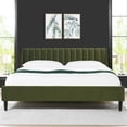 thumbnail image 1 of Aspen Vertical Tufted Headboard Platform Bed Set King Olive Green Velvet, 1 of 16