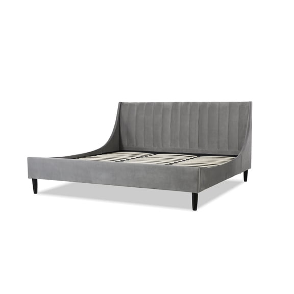 Aspen Vertical Tufted Headboard Platform Bed Set King Opal Grey Velvet