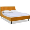 thumbnail image 1 of Aspen Vertical Tufted Headboard Platform Bed Set Queen Rich Yellow Velvet, 1 of 16