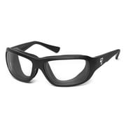 Aspen Wind Blocking Padded Foam Sunglasses for Outdoors, 100% UVA + UVB Protection, Matte Black Frame/Clear Lens