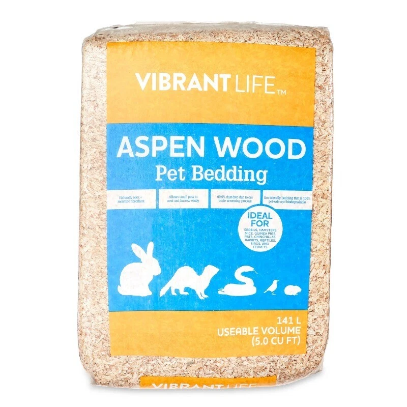 Aspen Wood Pet Bedding Unscented Reptiles Rats Birds Ferrets 99% Dust Free 141L