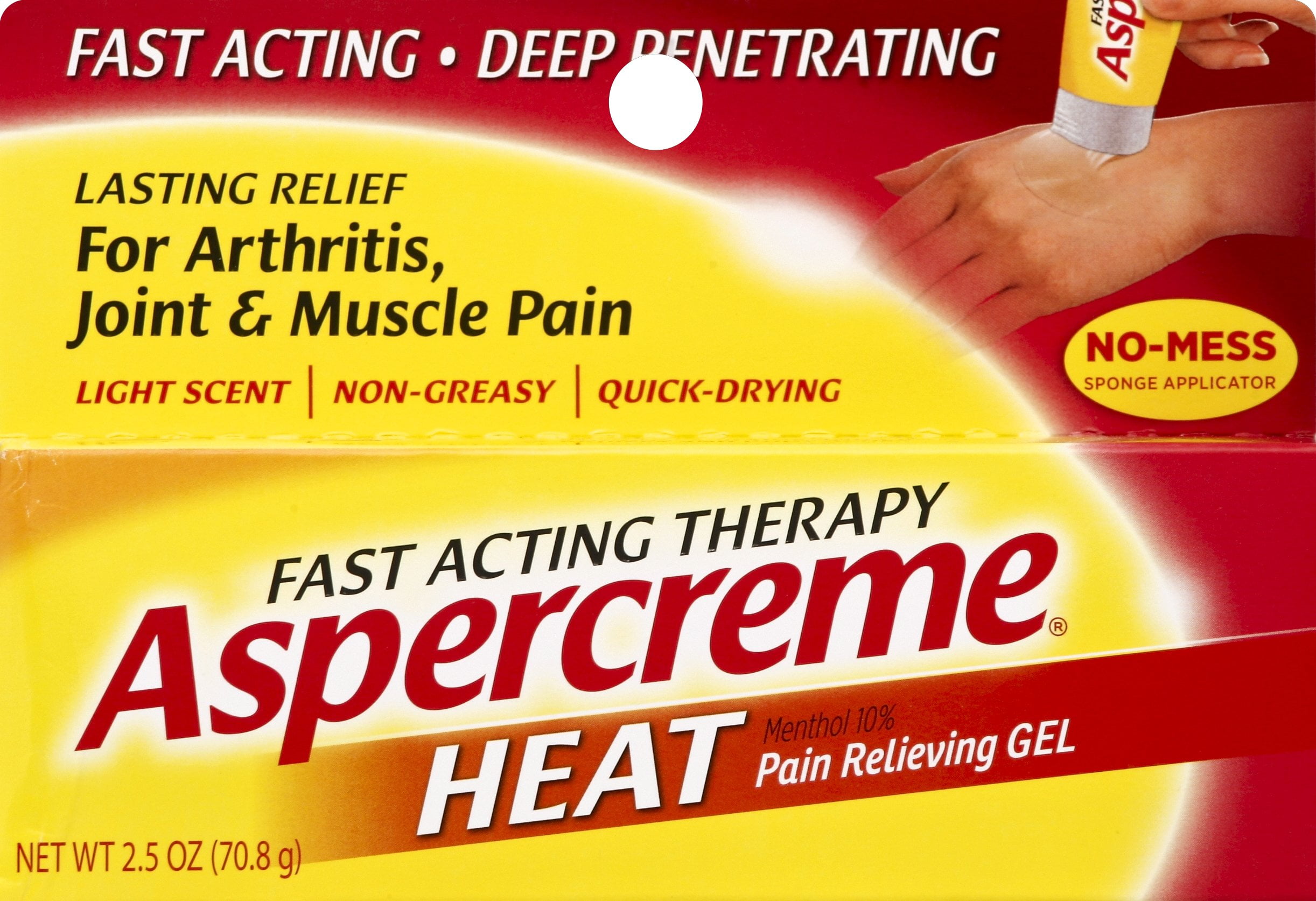 Aspercreme Heat Pain Relieving Gel, 2.5 Ounce
