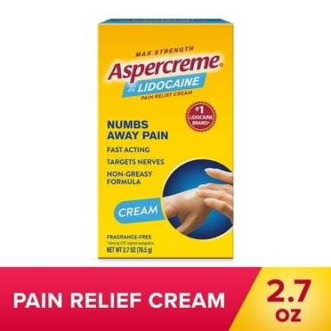 Aspercreme Max Strength Topical Numbing Pain Reliever for Nerve Pain Relief, 4% Lidocaine, Odor Free, 4.3 oz