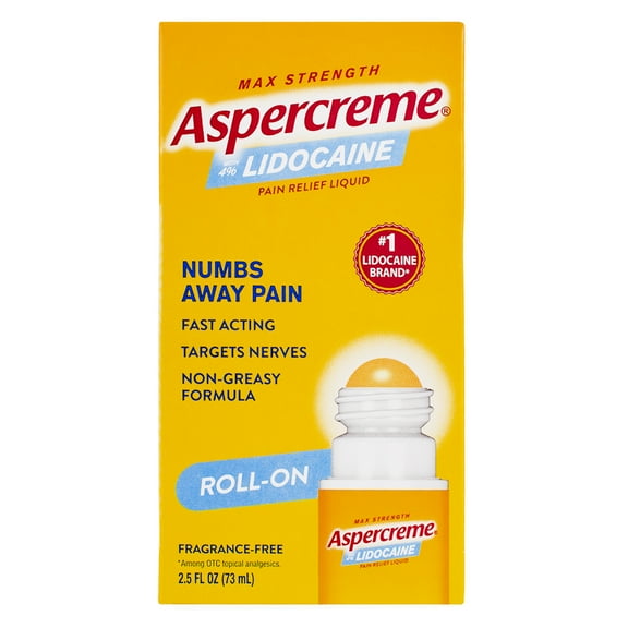 Aspercreme Lidocaine Pain Relief Liquid No Mess Applicator, Unscented, 2.5 fl oz (3 Pack) (Bundle)