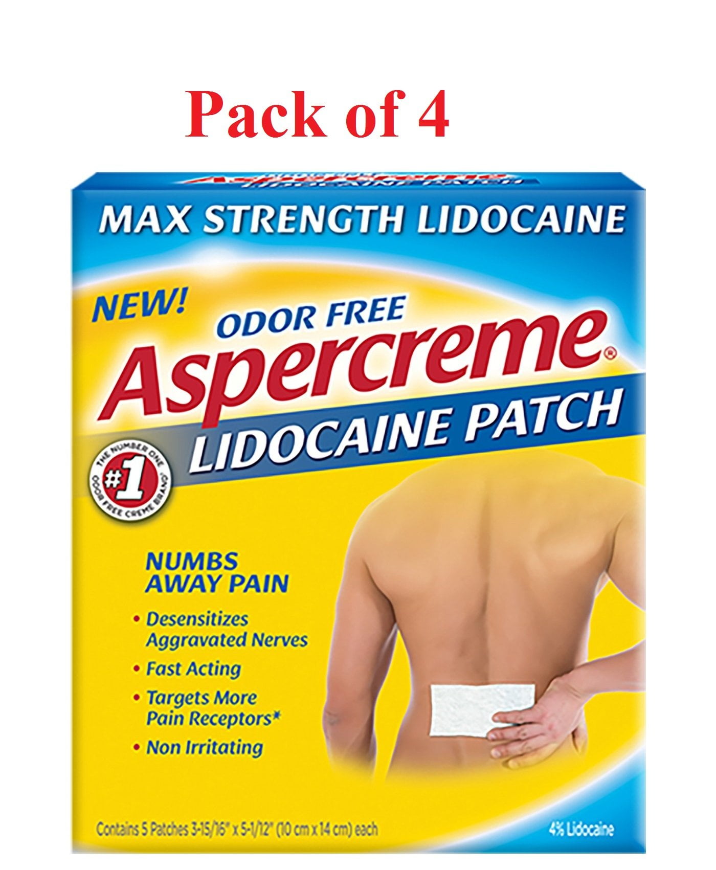 ASPERCREME Lidocaine Patches 5 ea (Pack of 4)