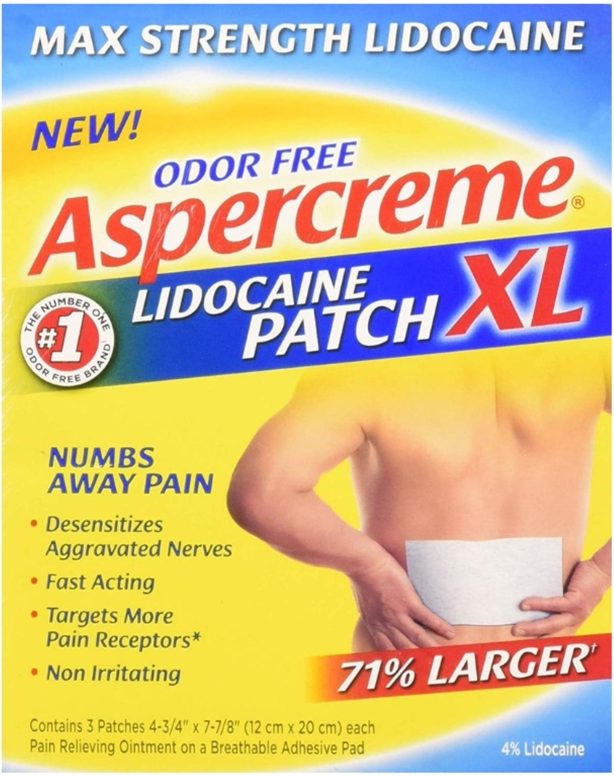 Aspercreme Lidocaine Patch How Long Does It Last Aspercreme Max Strength Lidocaine Patch XL, Pain Relief for Arthritis
