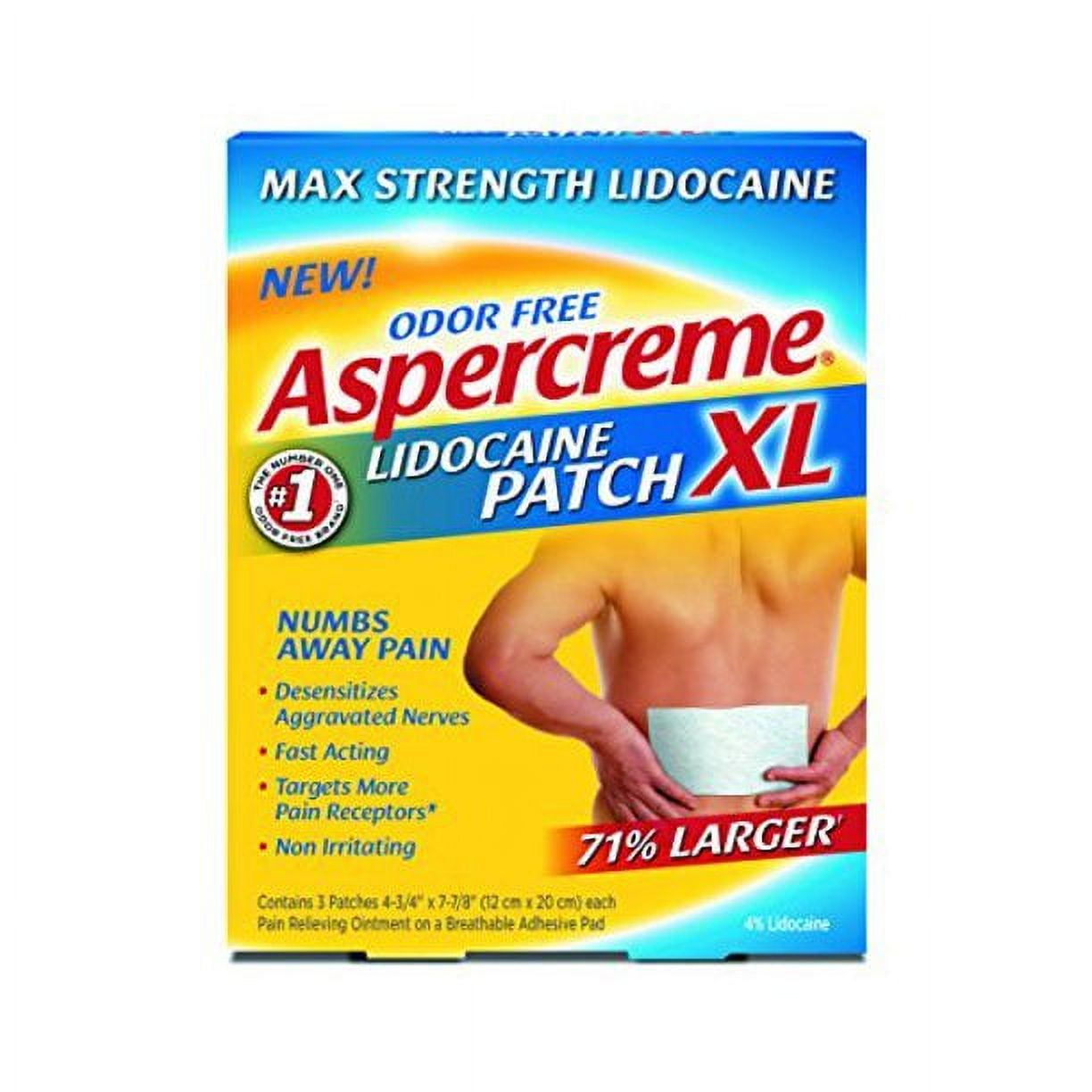 Aspercreme Lidocaine Patch How Long Does It Last Aspercreme Lidocaine XL Maximum Strength Pain Relief Patch, Odor-Free