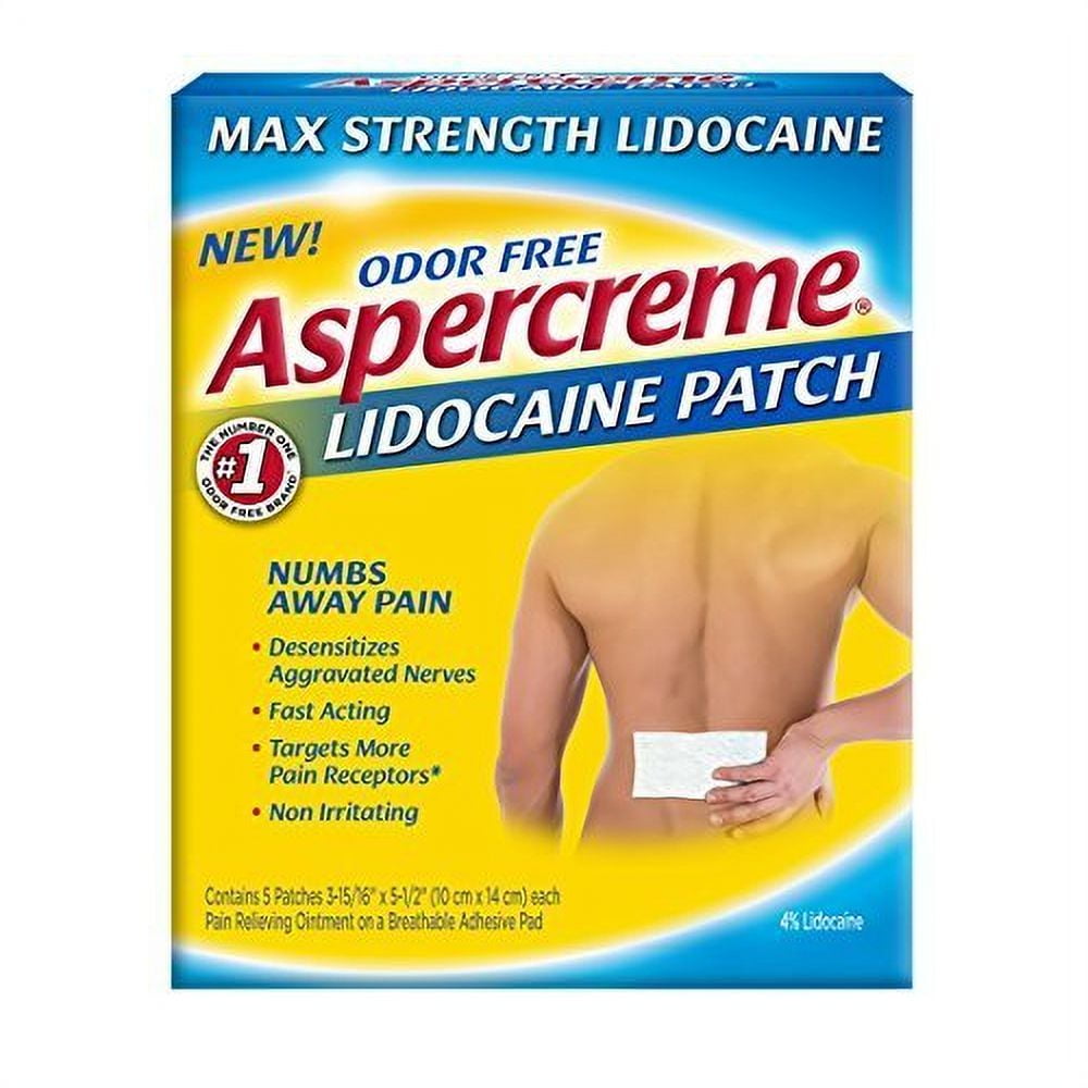 Aspercreme Max Strength Odor Free Lidocaine Patches, NonIrrirating