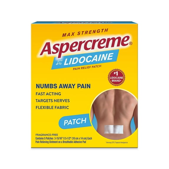 Aspercreme Max Strength Pain Relieving Lidocaine Patch, 5 Ea, 6 Pack