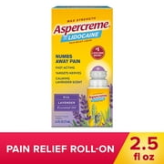 Aspercreme Max Strength Topical Muscle Rub and Joint Pain Reliever Roll-on Liquid, 4% Lidocaine Numbing Cream, Lavender, 2.5 fl oz