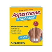 Aspercreme Max Strength Topical Numbing Pain Reliever Patches, 4% Lidocaine, Odor Free, 5 Count