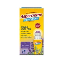 Aspercreme Max Strength Topical Numbing Pain Reliever Roll-on Liquid, 4% Lidocaine, Lavender, 2.5 fl oz