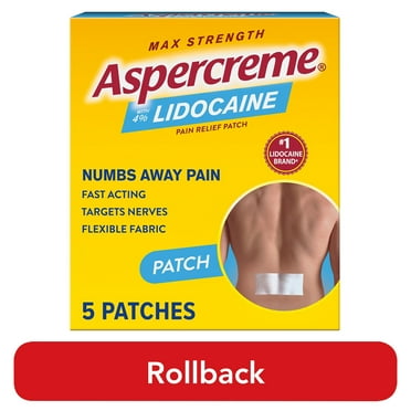 Aspercreme Max Strength Topical Numbing Pain Reliever Patches, 4% Lidocaine, Odor Free, 5 Count