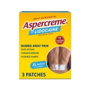 Aspercreme Max Strength Topical Numbing Pain Reliever Patches, 4% Lidocaine, Odor Free, XL, 3 Count