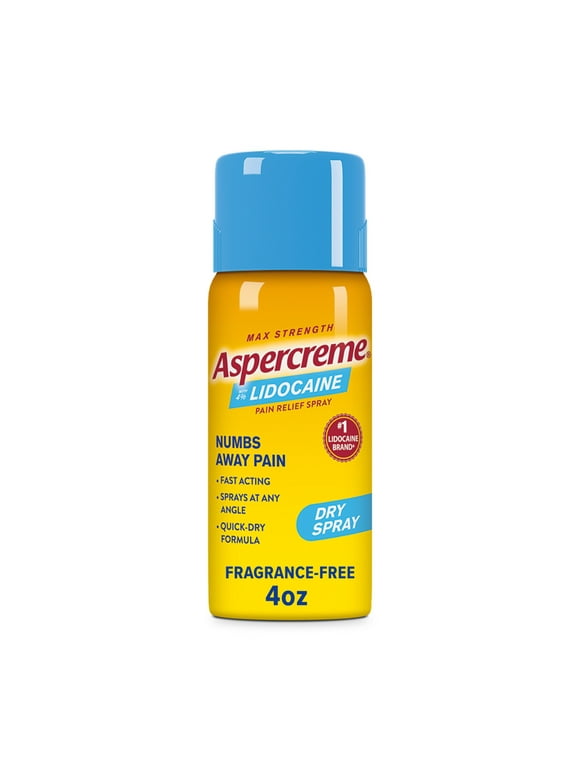 Aspercreme Max Strength Topical Numbing Pain Reliever Spray for Nerve Pain Relief, 4% Lidocaine, Odor Free, 4 oz