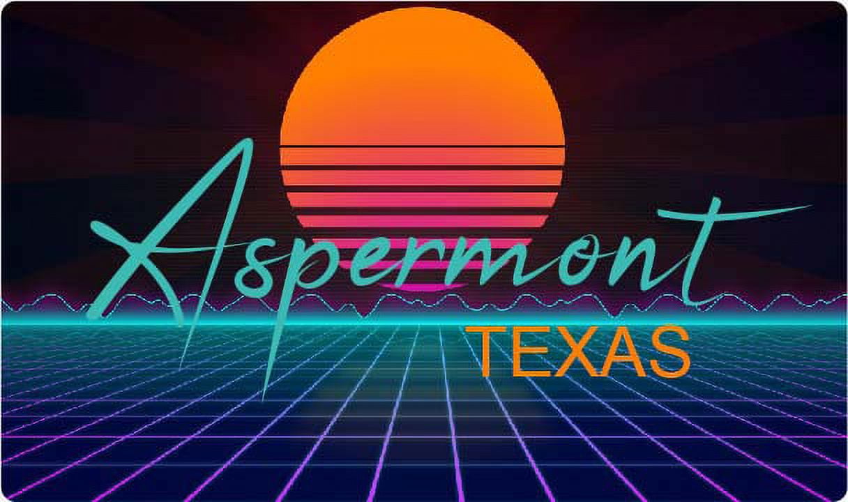 Aspermont Texas 2 X 1.25Inch Vinyl Decal Stiker Retro Neon Design