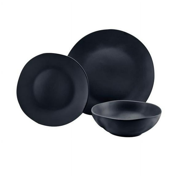 Aspero Stoneware Dinnerware Set, Black - 12 Piece