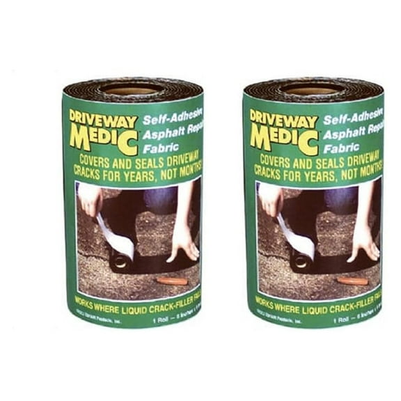 Asphalt Repair Fabric 2-Pack - Driveway Medic - 6"x9' Blacktop Patch - Self-Adhesive Crack Sealer - Long Lasting Driveway Repair - Easy Application
