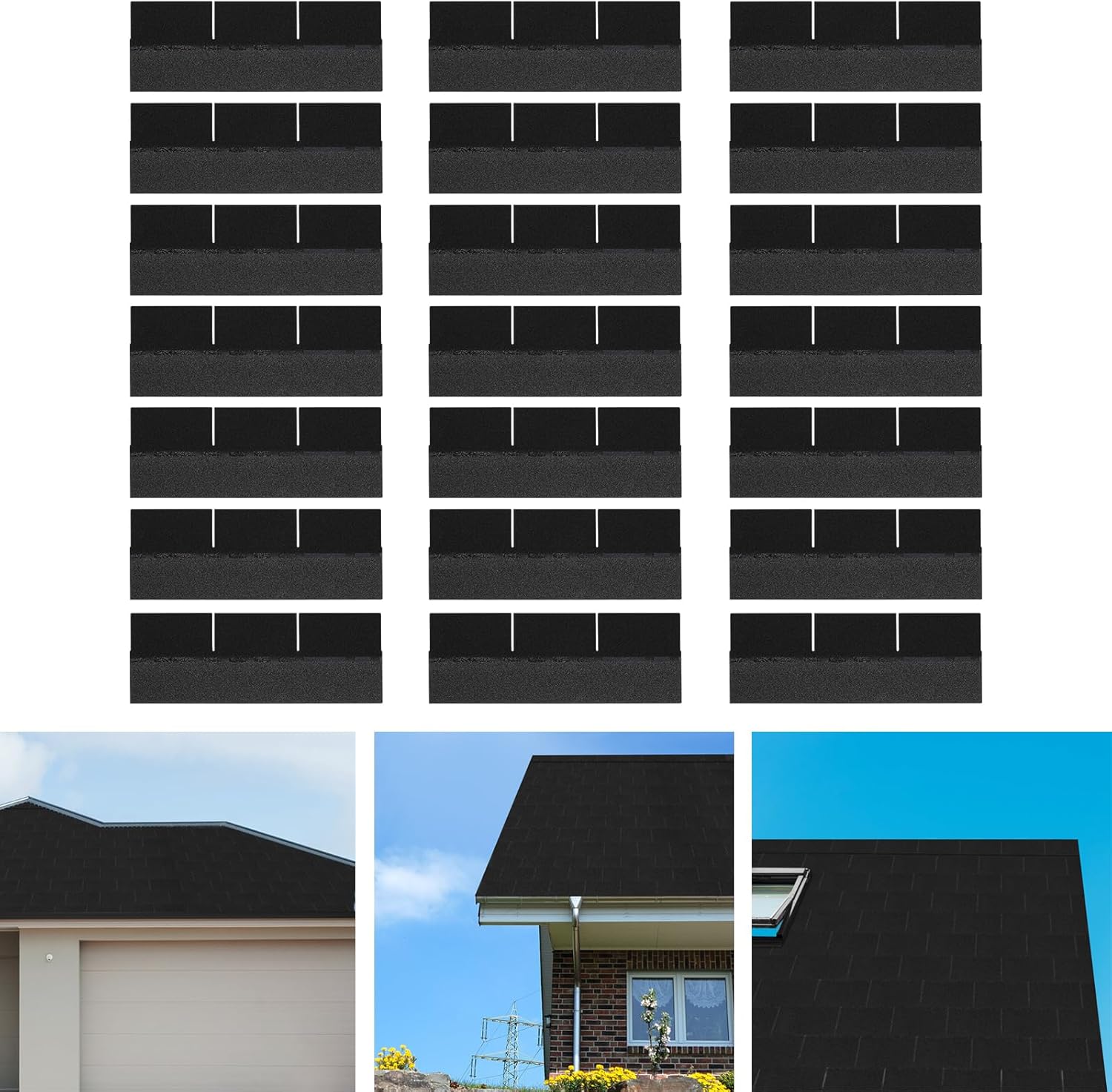 Asphalt Roof Shingle 21 Pcs 39 "x13 " Roofing Panels Tile for Tool Shed Storage Shed,Outdoor Garage Pet House Cover Roofing Repair Replacement Black