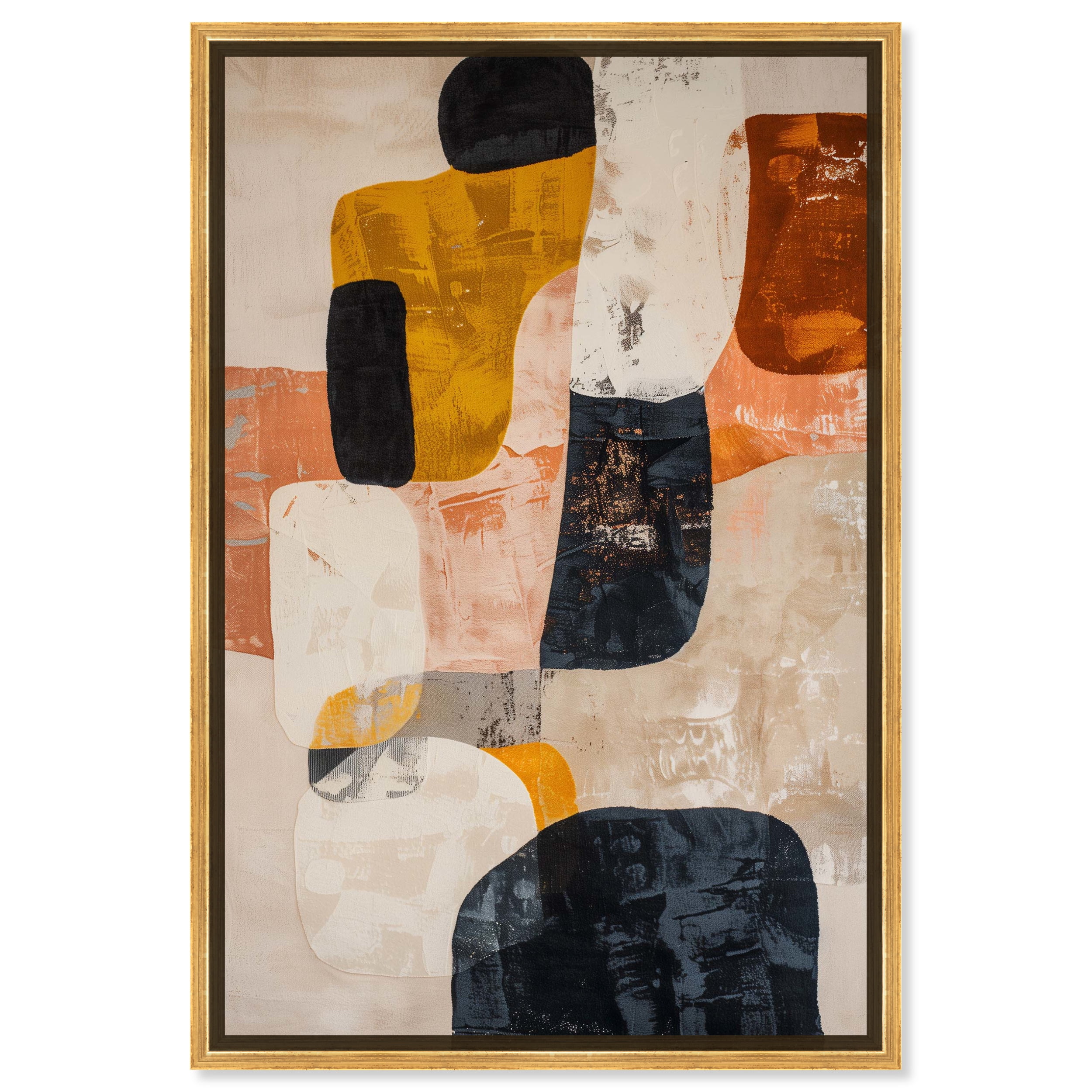 Large Abstract Canvas Wall Art with Gold Frame