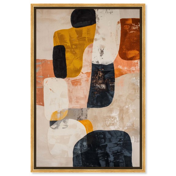 Asphodel Boho Neutral Abstract Canvas Wall Art by Art Remedy, Gold Floater Frame, 36"x54"