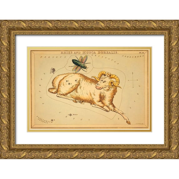Aspin, Jehoshaphat 14x11 Gold Ornate Wood Framed with Double Matting Museum Art Print Titled - Aries and Musca Borealis, 1825