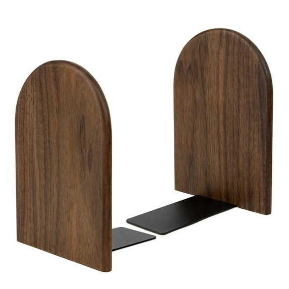 Aspire 1 Pair Large Black Walnut Bookends, Non-Slip Book Ends for Heavy Books, Wood Book End Supports for Shelves and Books