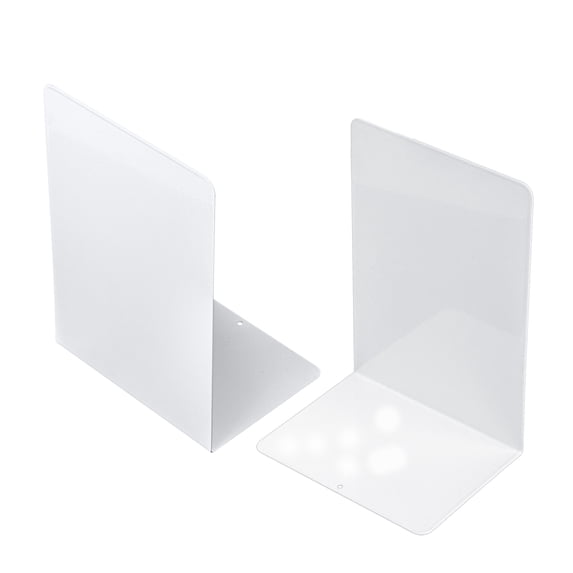 Aspire 1 Pair Metal Bookends, "L" Shape Metal Bookends for Heavy Books, White Desk Book Holder for Shelves, Book Organizer
