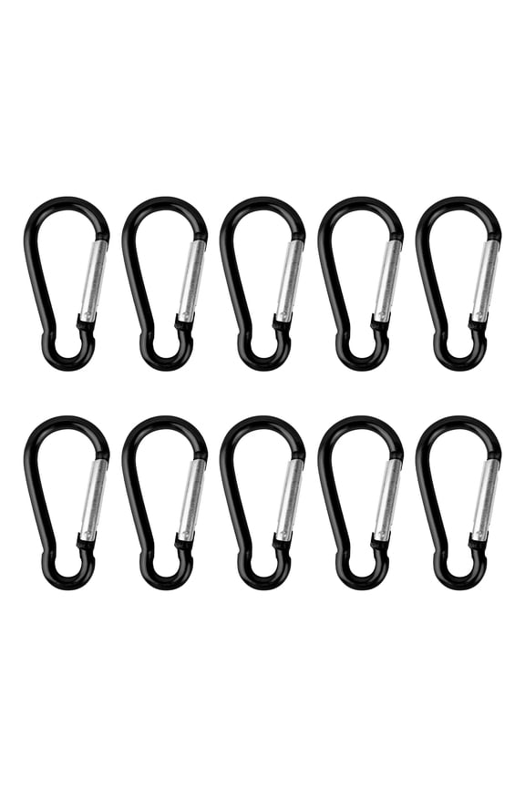 10 Pack Carabiners Clip Metal Gourd-Shaped, 3-Inch Carabiner for Keychain Aluminum Spring Snap Clips Black