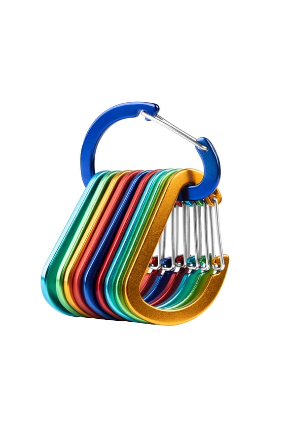 10 Pack D-Ring Carabiner Clips, Aluminum Wiregate Carabiners Small Clip for Keychain Dog Leash Harness - Assorted 2 Inch