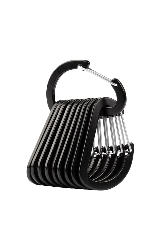 10 Pack D-Ring Carabiner Clips, Aluminum Wiregate Carabiners Small Clip for Keychain Dog Leash Harness - Black 2 Inch