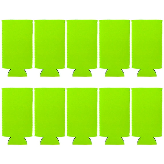 Aspire 10 Pcs Blank Neoprene Collapsible Slim Can Cooler Sleeves Fit 12oz Beer Slim Can Energy Drink