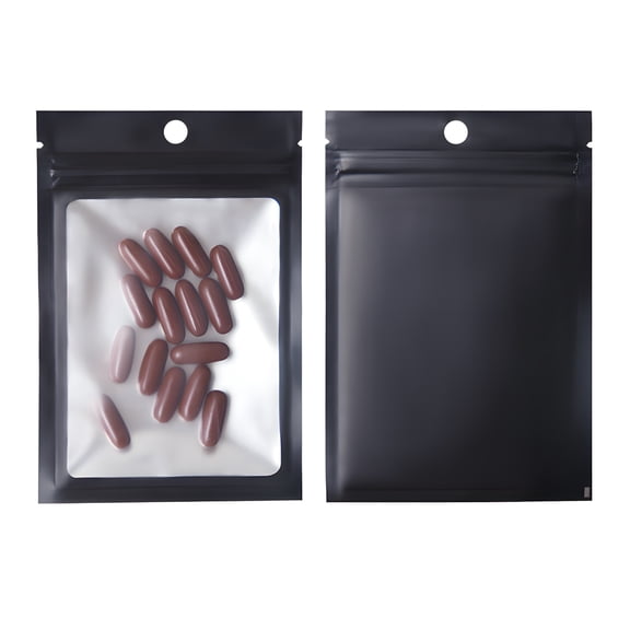 Aspire 100 PCS Resealable Mylar Zip Bags, Clear Window Small Vinyl Zip Bags-Black-2.75"x4"