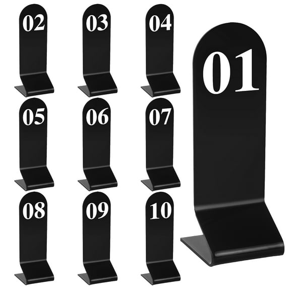 Aspire 10PCS Acrylic Table Numbers, Tent Style Numbers Sign, Double Sided Table Number Card for Restaurant-Black-Number 1to10