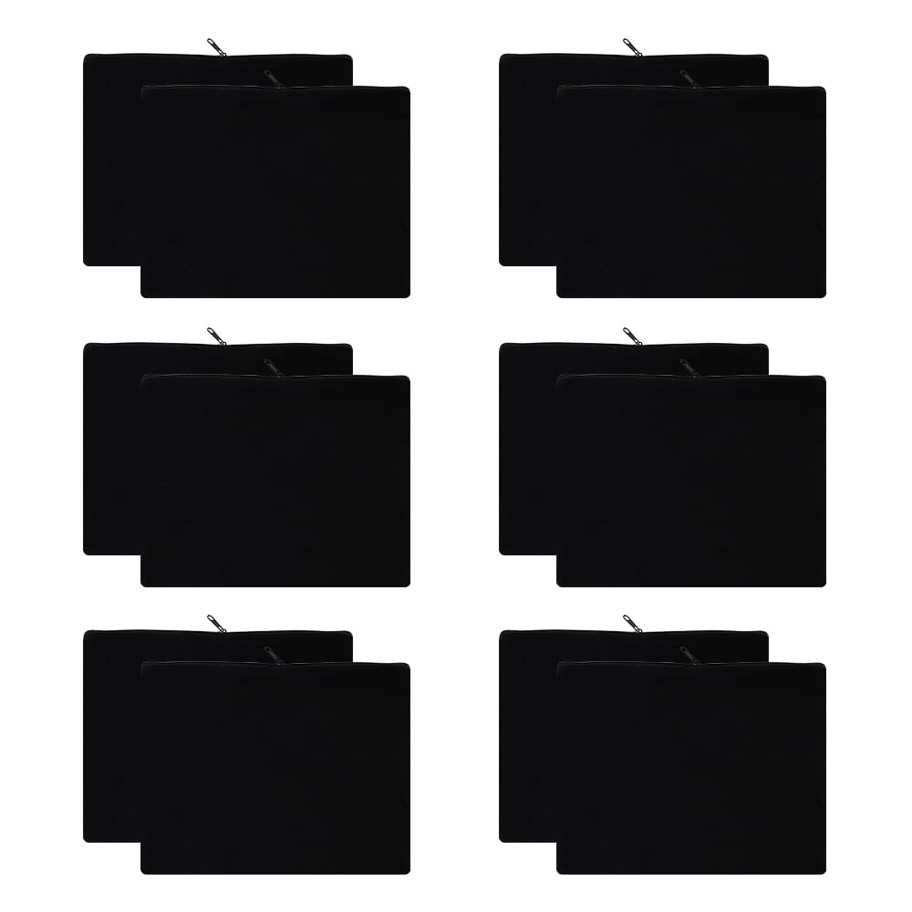 Aspire 12-Pack Black Cosmetics Bag, 9 x 6-3/4 Inches Canvas Travel Toiletry Bag