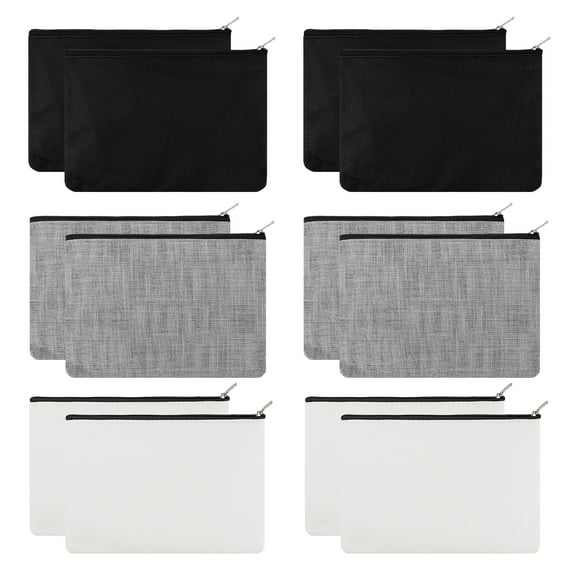 Aspire 12-Pack Blank DIY Craft Bag, Canvas Makeup Bag with Lining, Travel Toiletry bag 6-3/4 x 4-3/4 Inch
