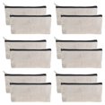 thumbnail image 1 of Aspire 12-Pack Canvas Cotton Makeup Bag, Blank DIY Craft Bag, 7 x 3-1/8 x 1-1/2 Inch-Natural / Black, 1 of 5