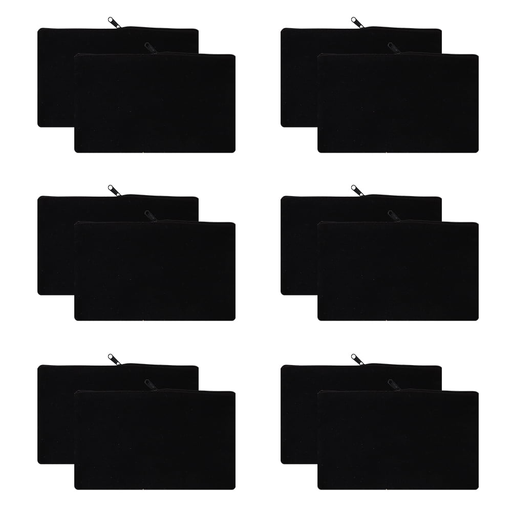 Aspire 12-Pack Canvas Pencil Pouch, Black Zipper Makeup Case, 8-1/4 x 4-3/4 Inches