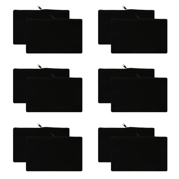 Aspire 12-Pack Canvas Pencil Pouch, Black Zipper Makeup Case, 8-1/4 x 4-3/4 Inches