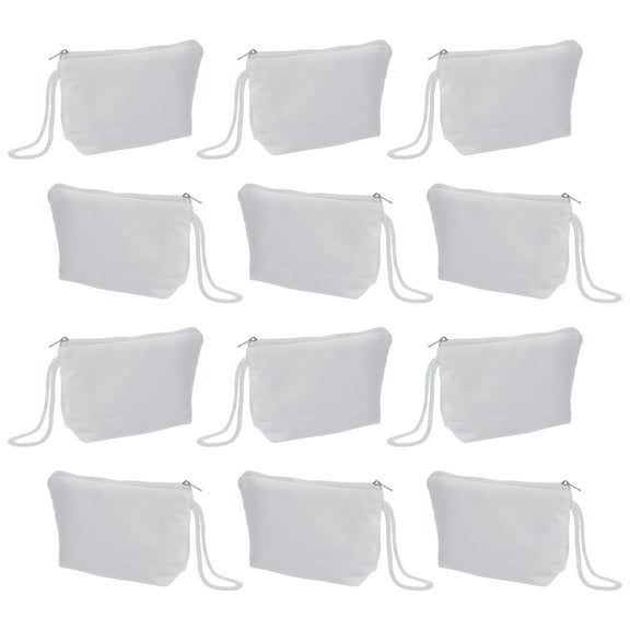 Aspire 12-Pack Cotton Canvas Wristlet Pouches with Lining, 7-1/2 x 4-1/4 x 2 inch - White