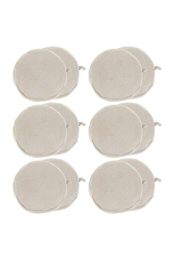 12-Pack Round Beige Canvas Coin Purses, 4 Inch Circle Blank Pouch for DIY