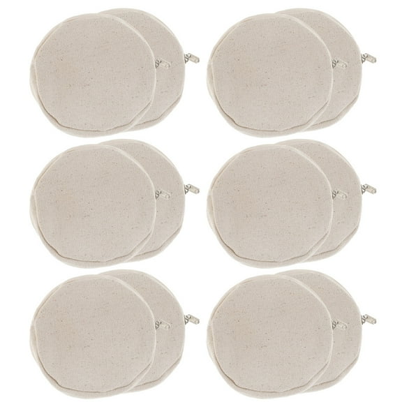 Aspire 12-Pack Round Beige Canvas Coin Purses, 4 Inch Circle Blank Pouch for DIY