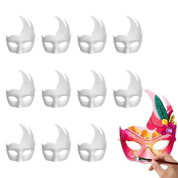 Aspire 12 Pcs Paper Mache Masks for DIY Craft, Venetian Mask Halloween Paintable White Masks Masquerade Masks Party Supplies
