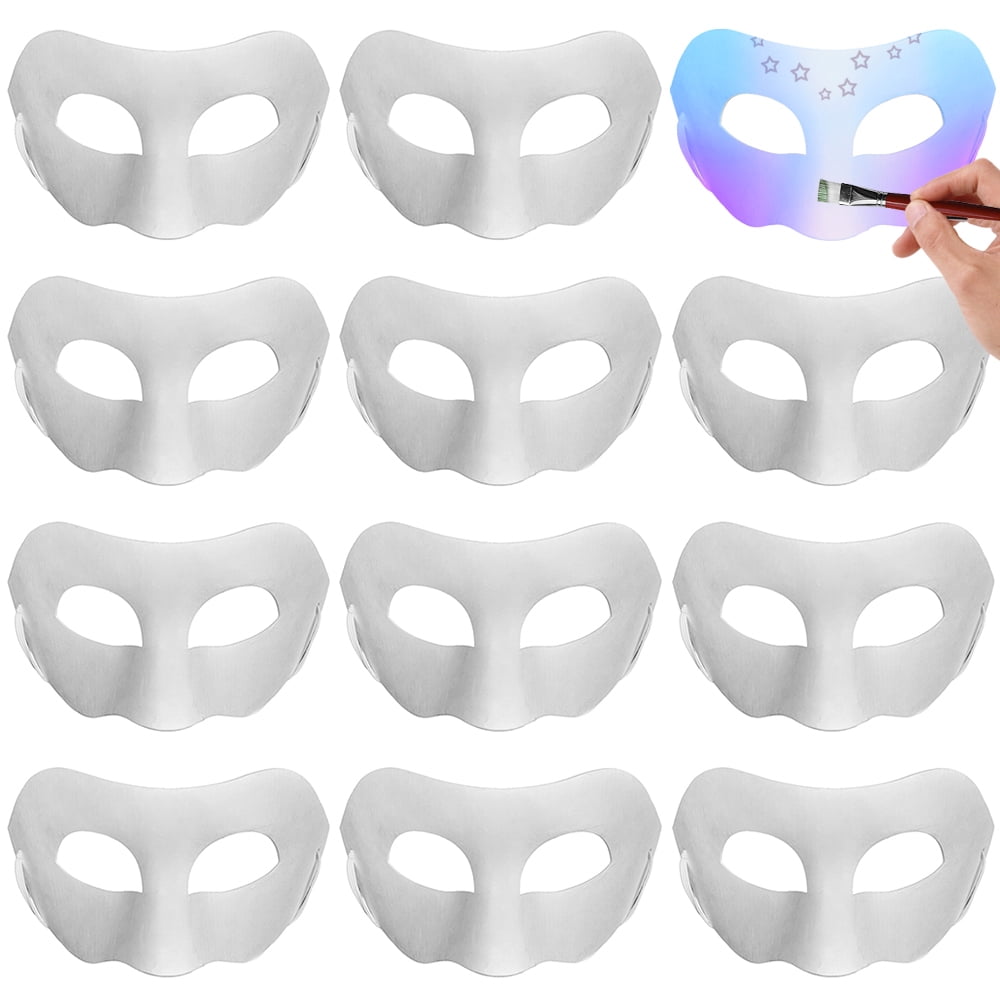 Qilery 30 Pcs White Blank Paper Mache Masks DIY Paintable Paper Mask Set  for Crafts Masquerade Halloween Party