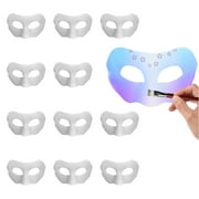 Aspire 12 Pcs Paper Mache Masks for DIY Craft, Venetian Mask Halloween Paintable White Masks Masquerade Masks Party Supplies