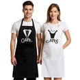 thumbnail image 1 of Aspire 2 Pcs Embroidered Apron Set for Couples, Adjustable Cooking Aprons for Valentines, Engagement, Wedding - Wedding Dress, 1 of 7