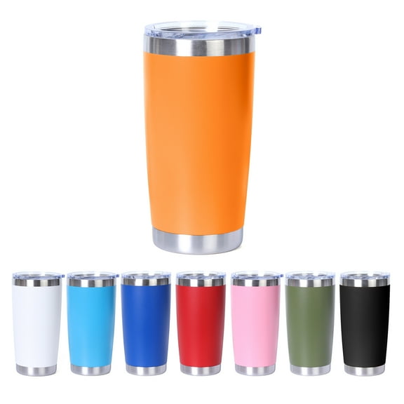 Muka 20 oz Stainless Steel Tumbler, Vacuum Insulated Travel Mug with Lid, Powder Coated-Orange
