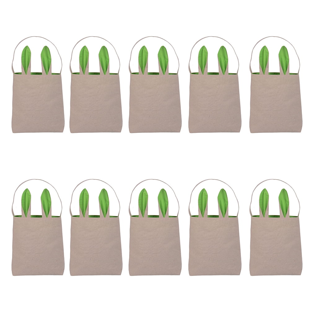 Aspire 20 PCS Easter Bunny Baskets with Ears Stand Up, Burlap Tote Bags Party Gift for DIY Craft