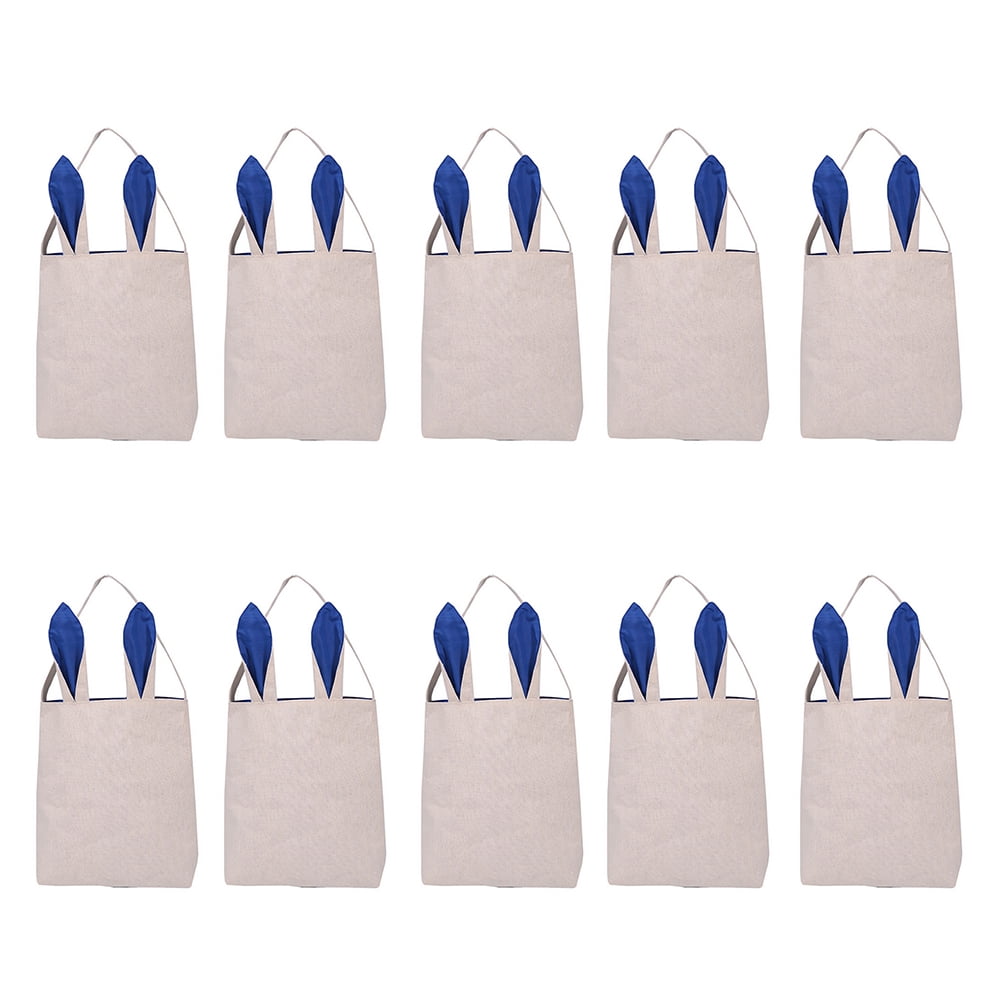 Aspire 20 PCS Easter Bunny Baskets with Ears Stand Up, Burlap Tote Bags Party Gift for DIY Craft